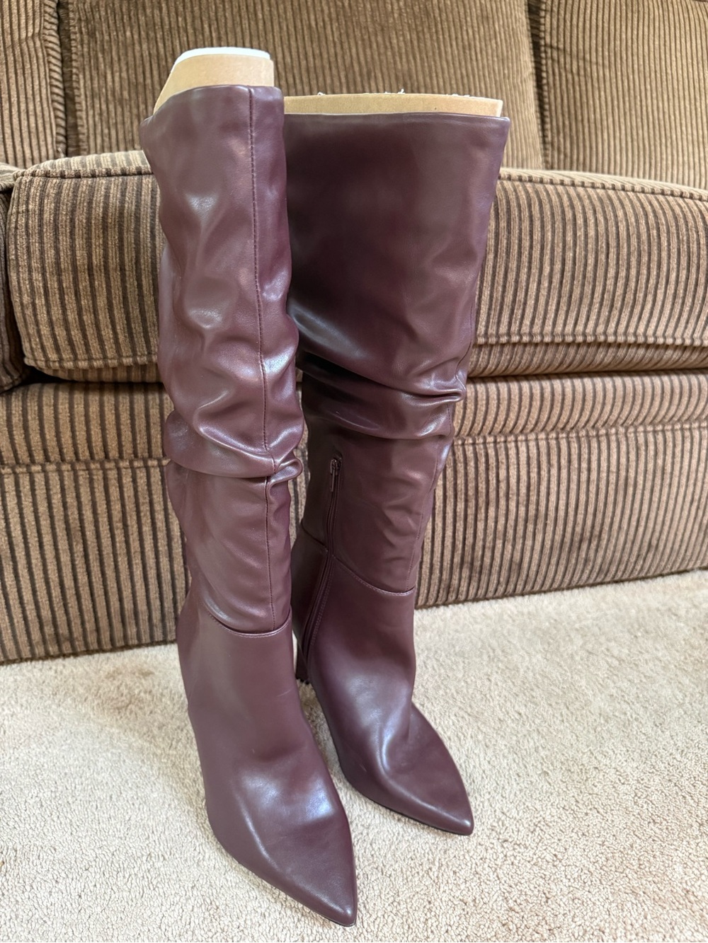Mix No. 6 Over-the-Knee Pointed Toe Boots in Burgundy